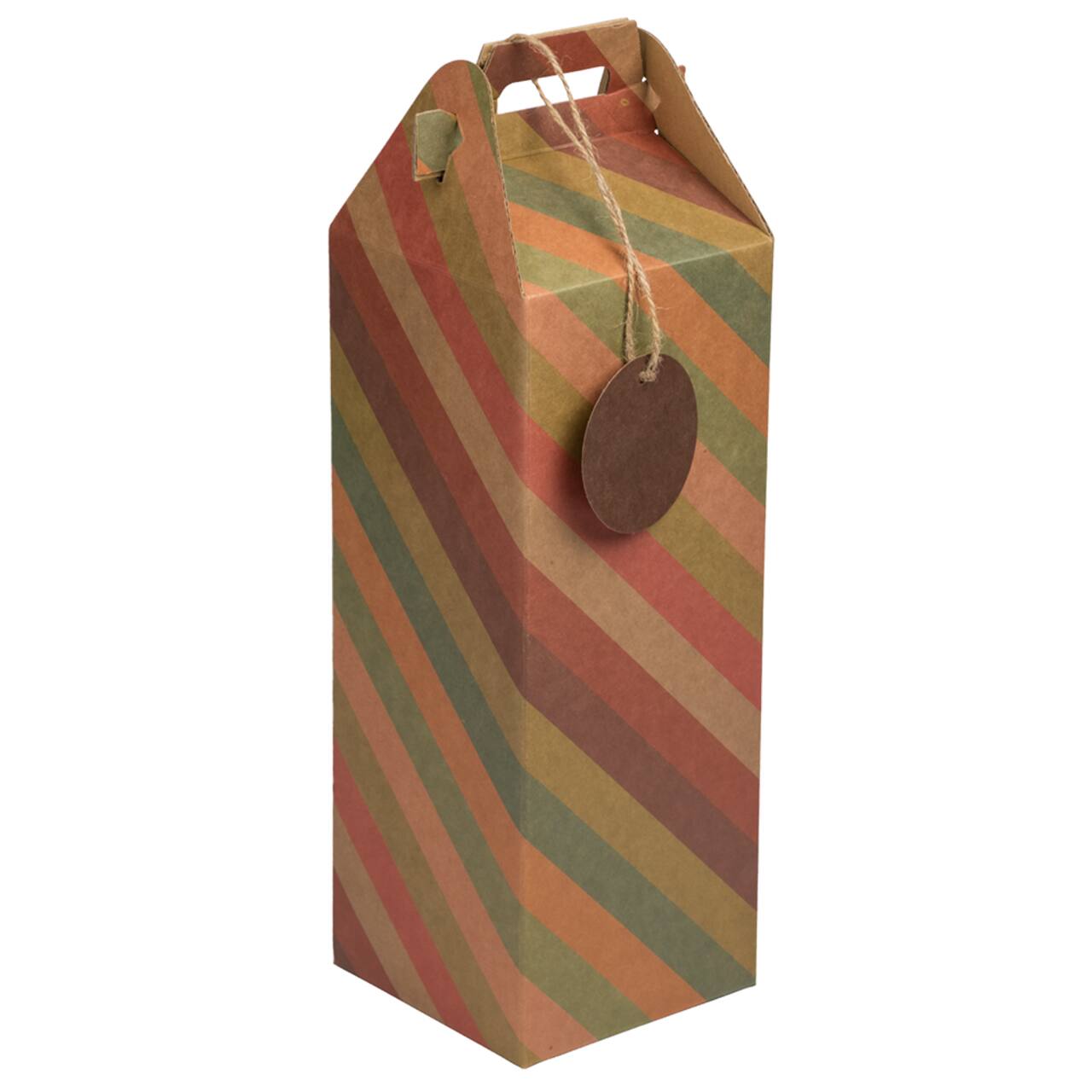 JAM Paper Striped Kraft Christmas Wine Boxes with Tag, 2ct.